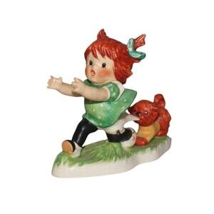 Vintage Goebel Hummel Figurine EEEEK Dog Chasing Girl W Germany